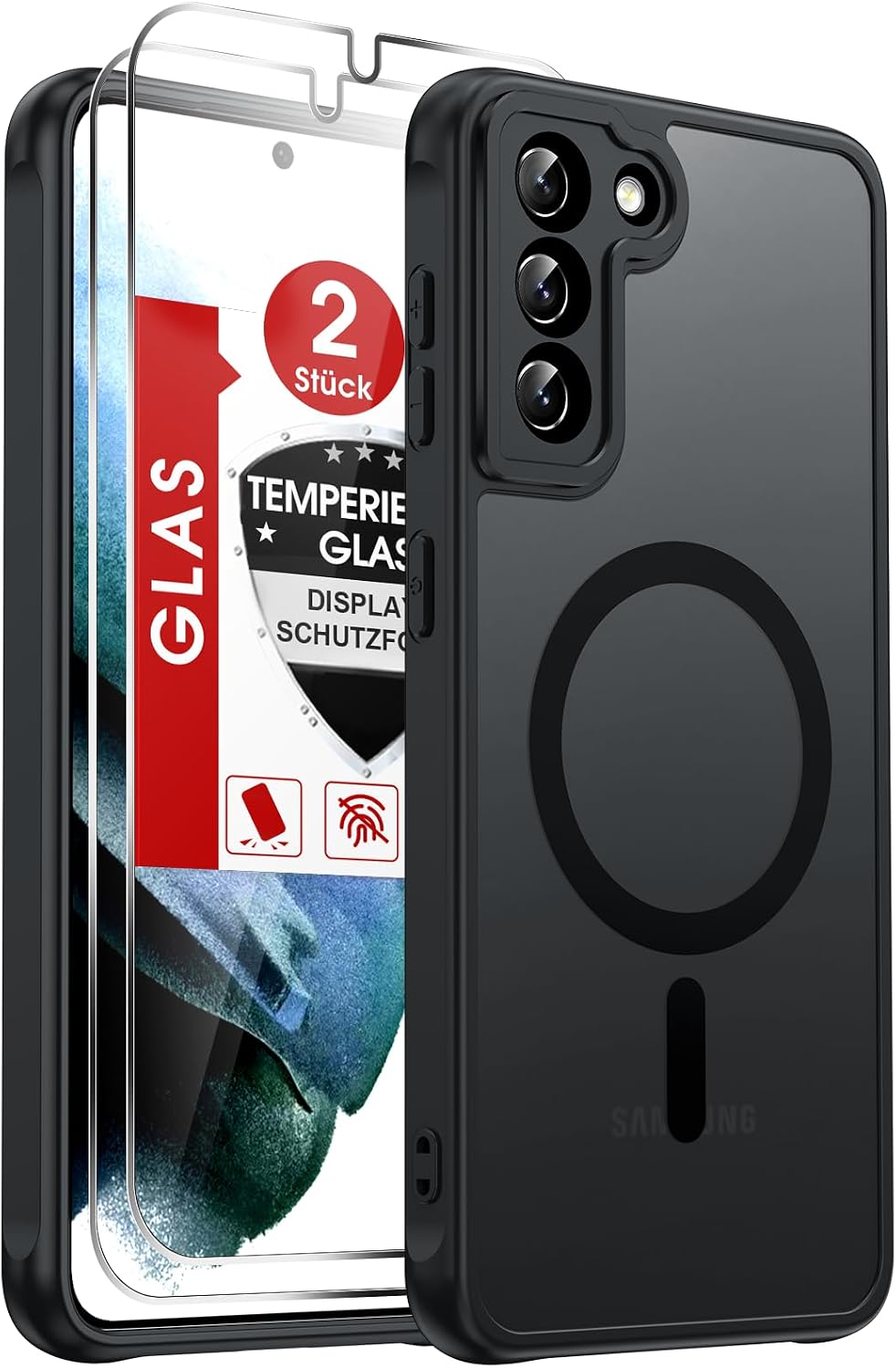 LeYi für Samsung Galaxy A06 4G Hülle für Magsafe mit 2X Panzerglas-Schwarz