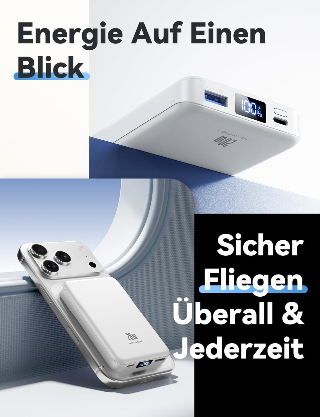 Powerbank für MagSafe,10000mAh Ultra Schnellladen Magnetische Power Bank