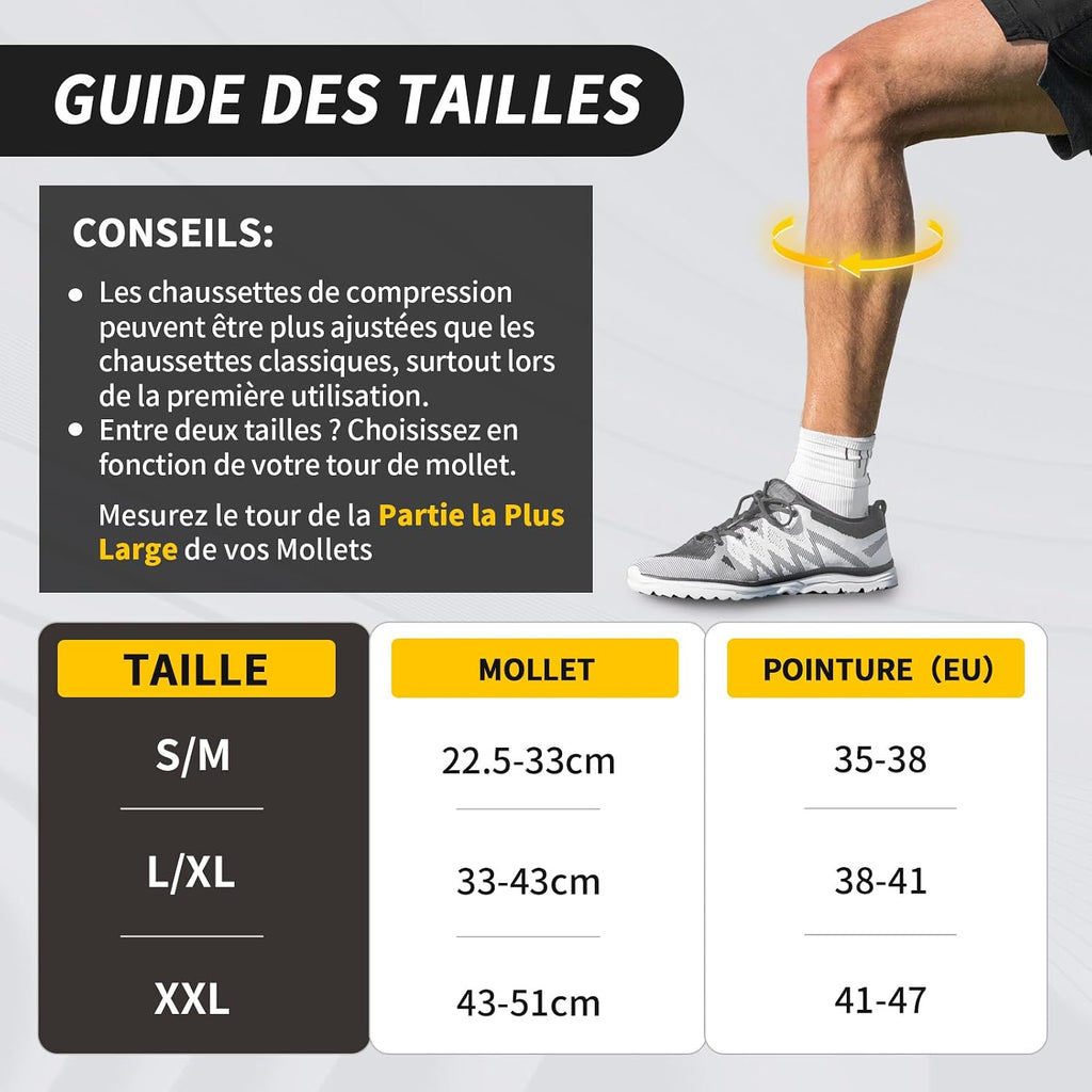 CAMBIVO Bas de Contention Femme Homme 3Paires, Chaussettes de Compression 20-30mmHg, Chaussette Contention Classe 2, pour Circulation Sanguine, Course a Pied, Voyage Avion, Sport, Running, Infirmiere