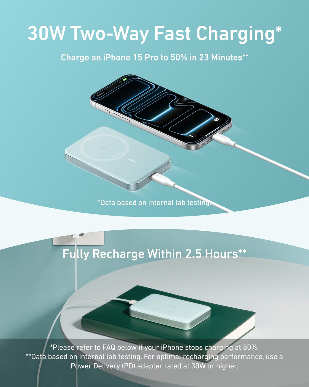 Anker MagGo Flache magnetische Powerbank 10000mAh Qi2 15W