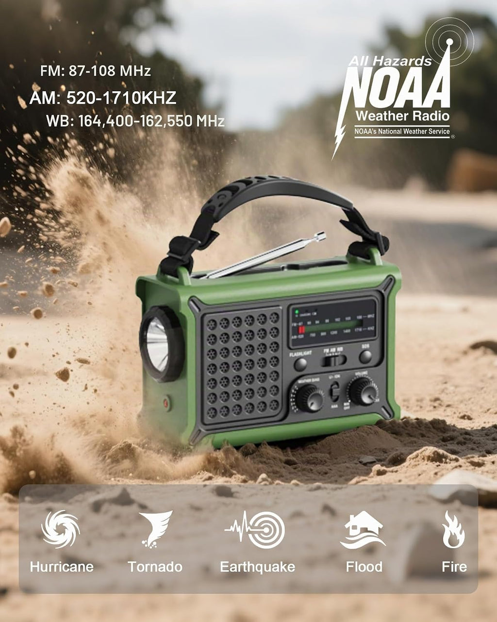 12000mAh Kurbelradio, DAB+/UKW, Notfallradio mit 8500mm² Solarpanel & 650mA Handkurbel-Dynamo, Solar Radio mit Bluetooth 5.0, Taschenlampe & Ladegerät, USB, SOS, Tragbares Radio für Camping & Notfälle