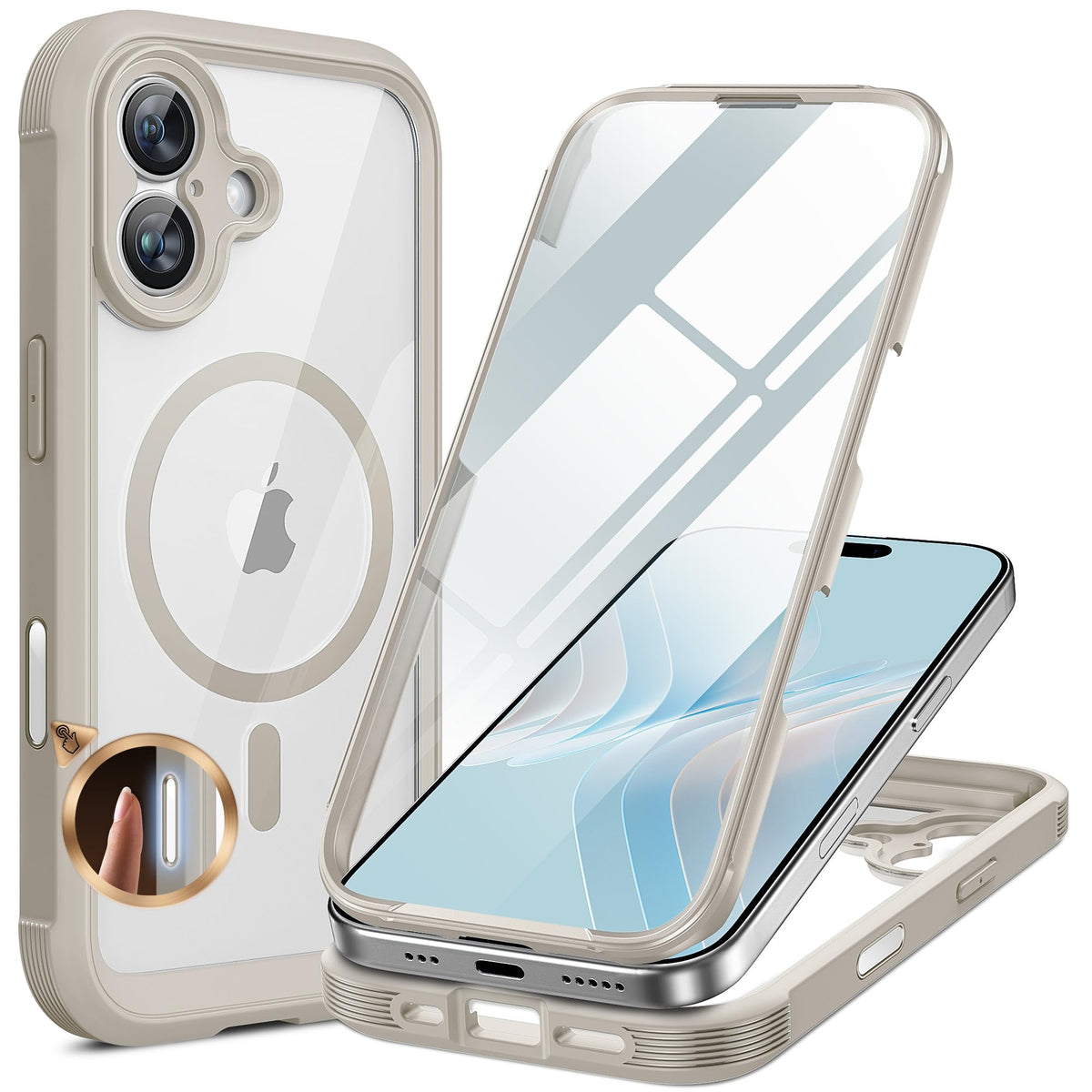 Miracase für iPhone 17 Hülle 6,3 Zoll,360 Grad Komplettschutz,Schwarz