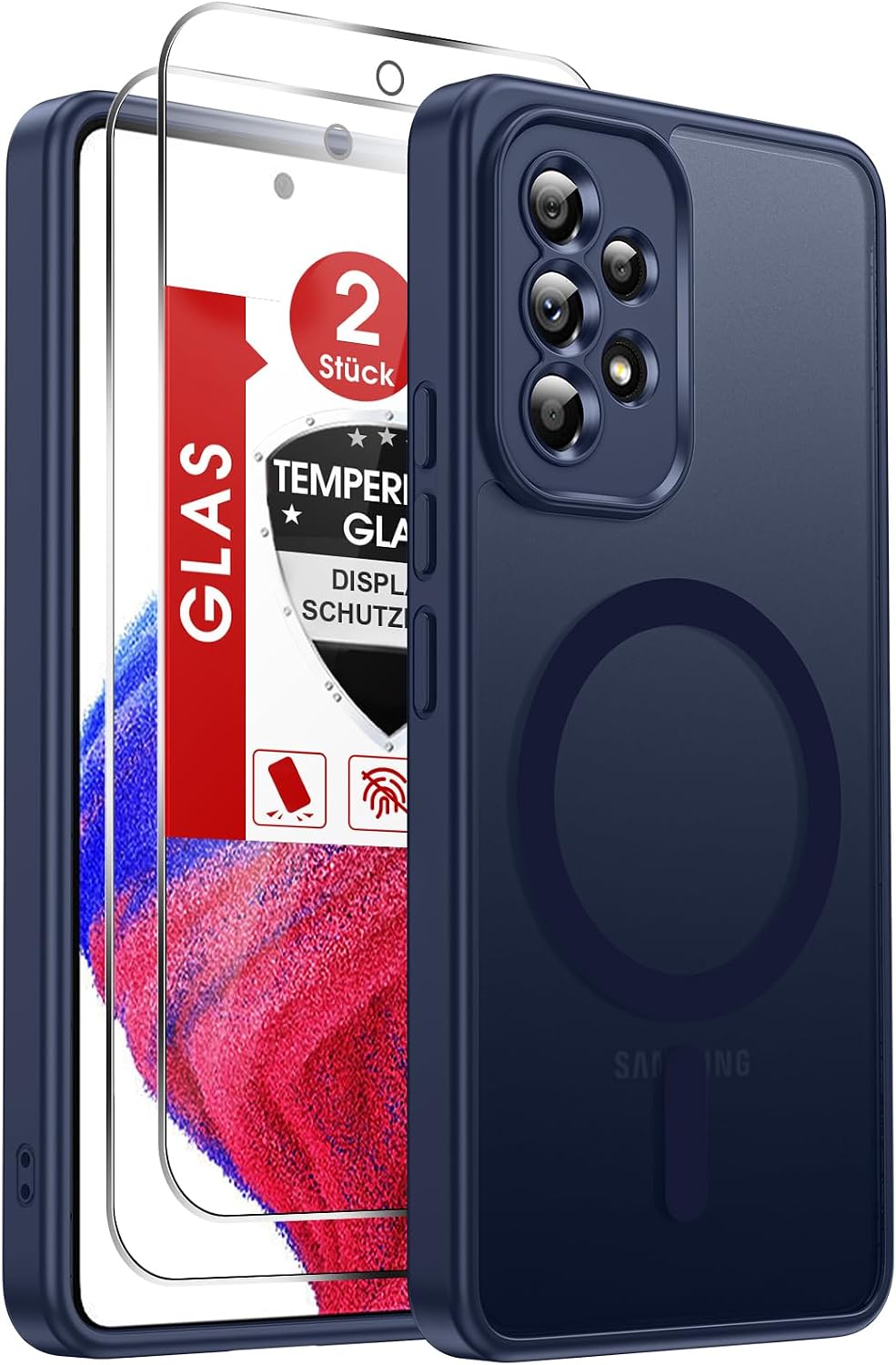 LeYi für Samsung Galaxy A06 4G Hülle für Magsafe mit 2X Panzerglas-Schwarz