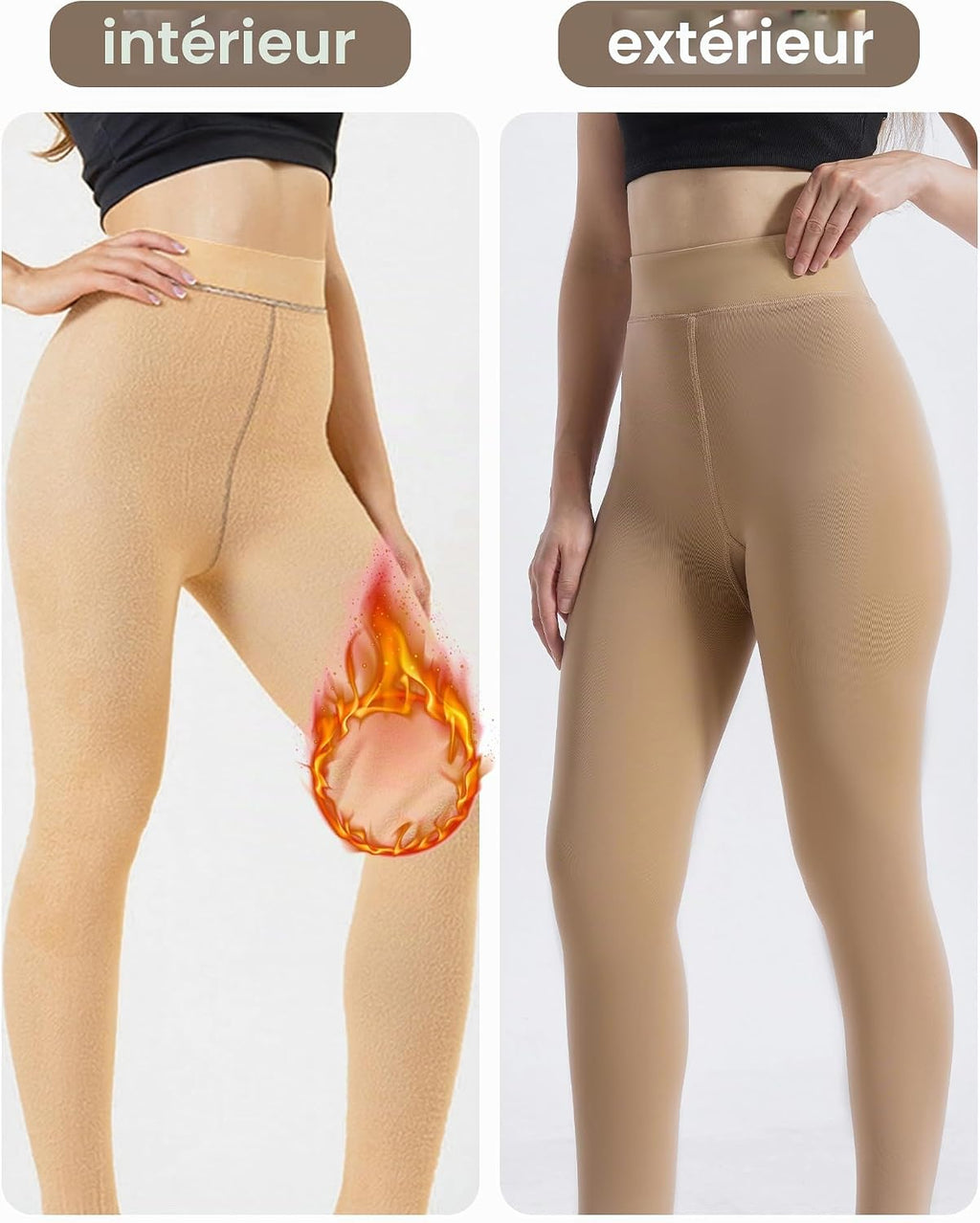 HOWIN Collant Polaire Femme Collant Thermique Effet Transparent Hiver