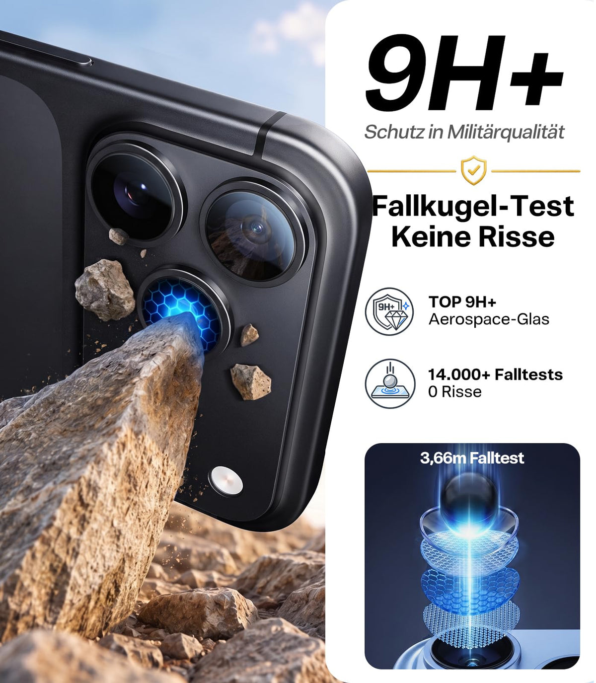 TORRAS für iPhone 18 Pro 9H+ Kratzfest Kameraschutz HD-Klares, Grau