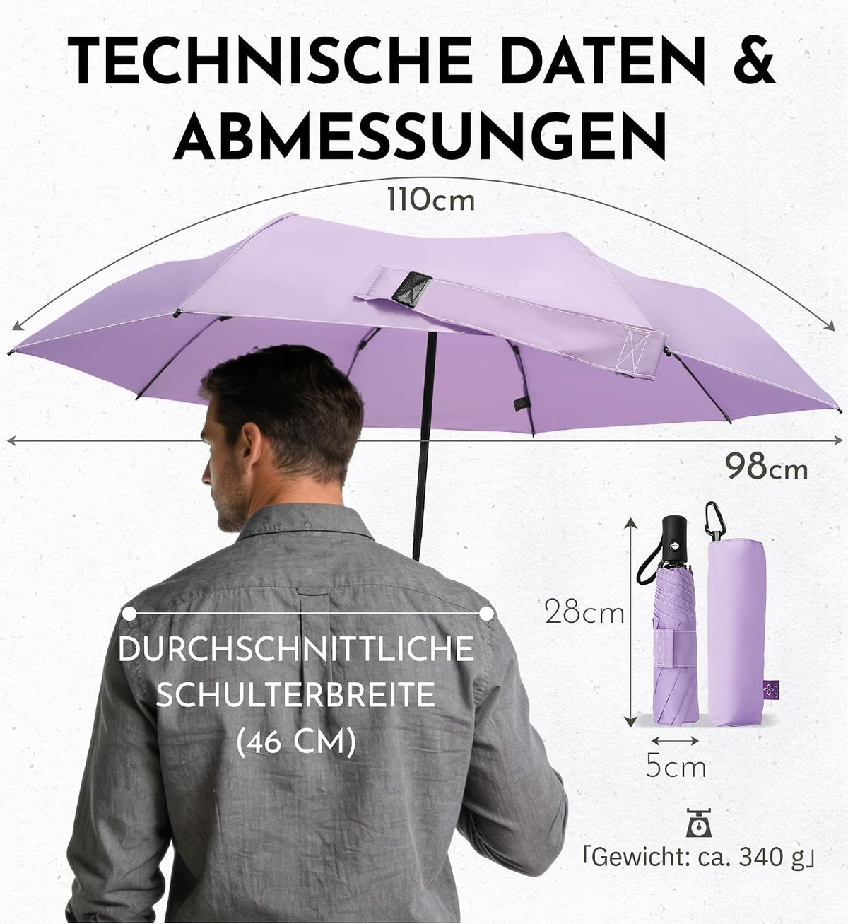 LILAC Regenschirm Klein Stabil Windfest