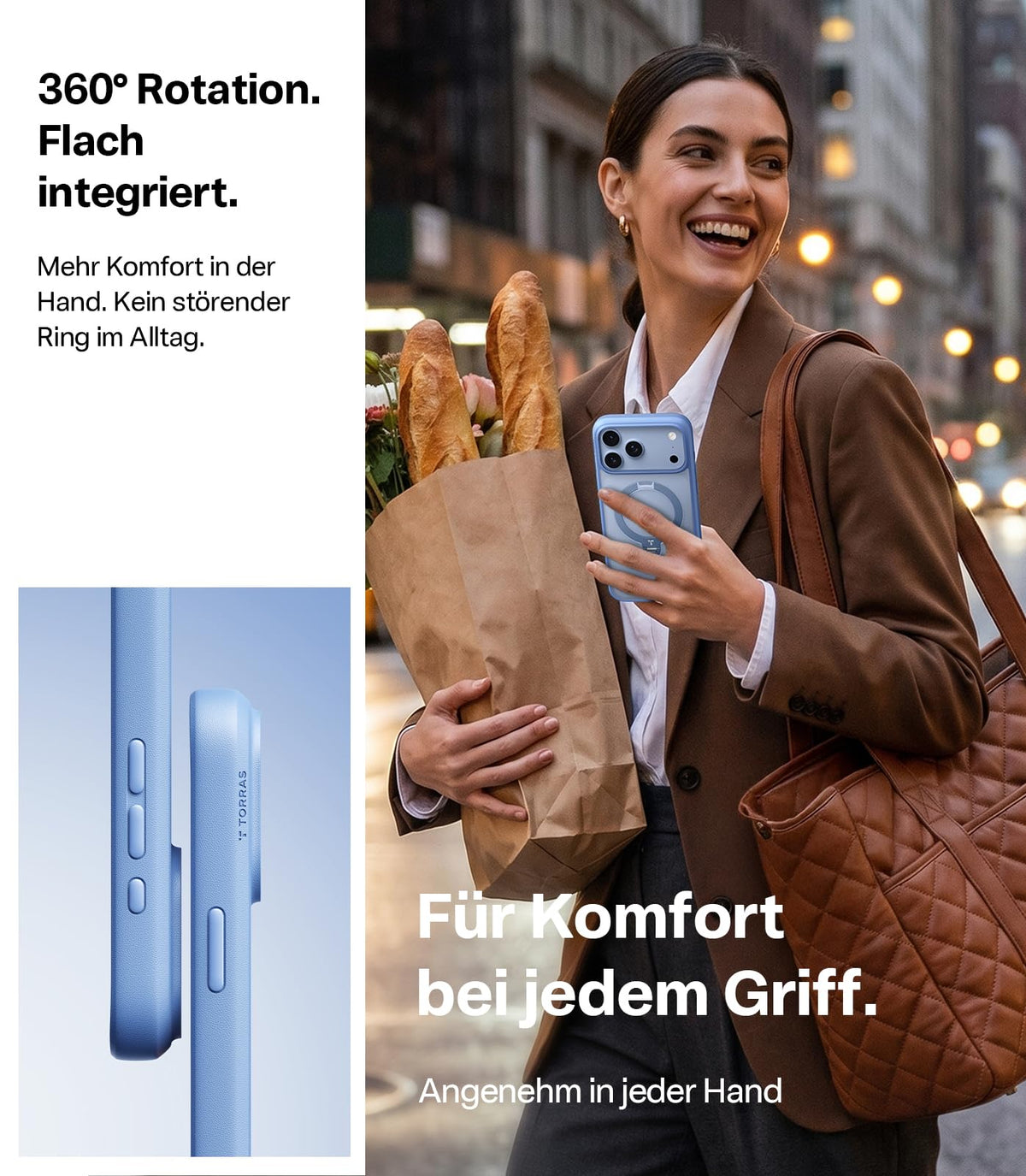 TORRAS Ostand Q3 Spin für iPhone 18 Pro Hülle für MagSafe 360°Stand Schwarz