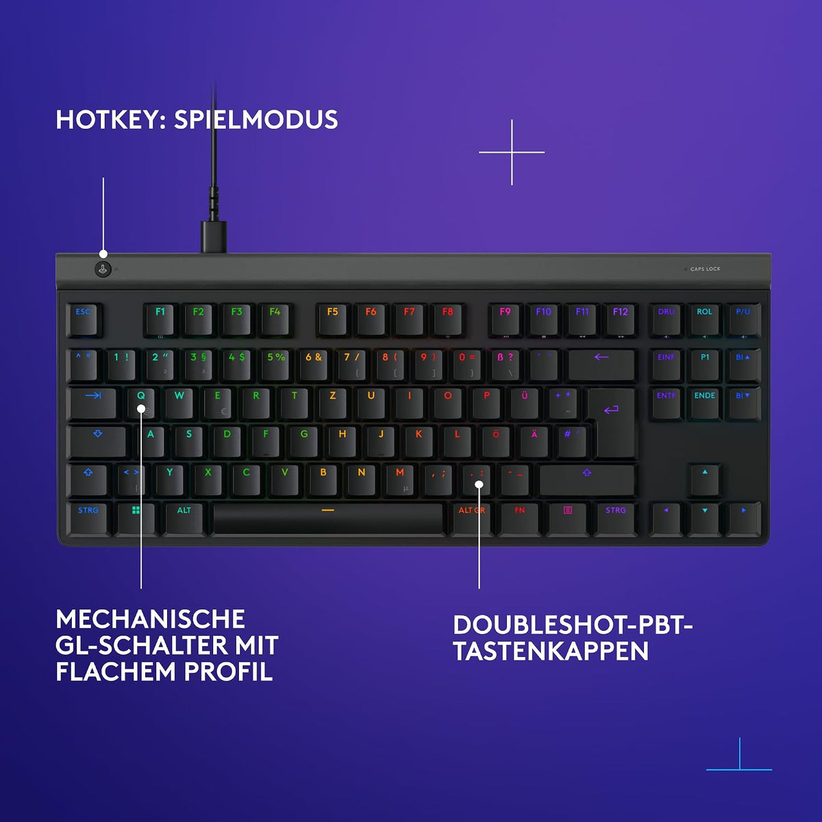 Logitech G G515 LIGHTSPEED TKL kabellose flache Gaming-Tastatur (Schwarz)