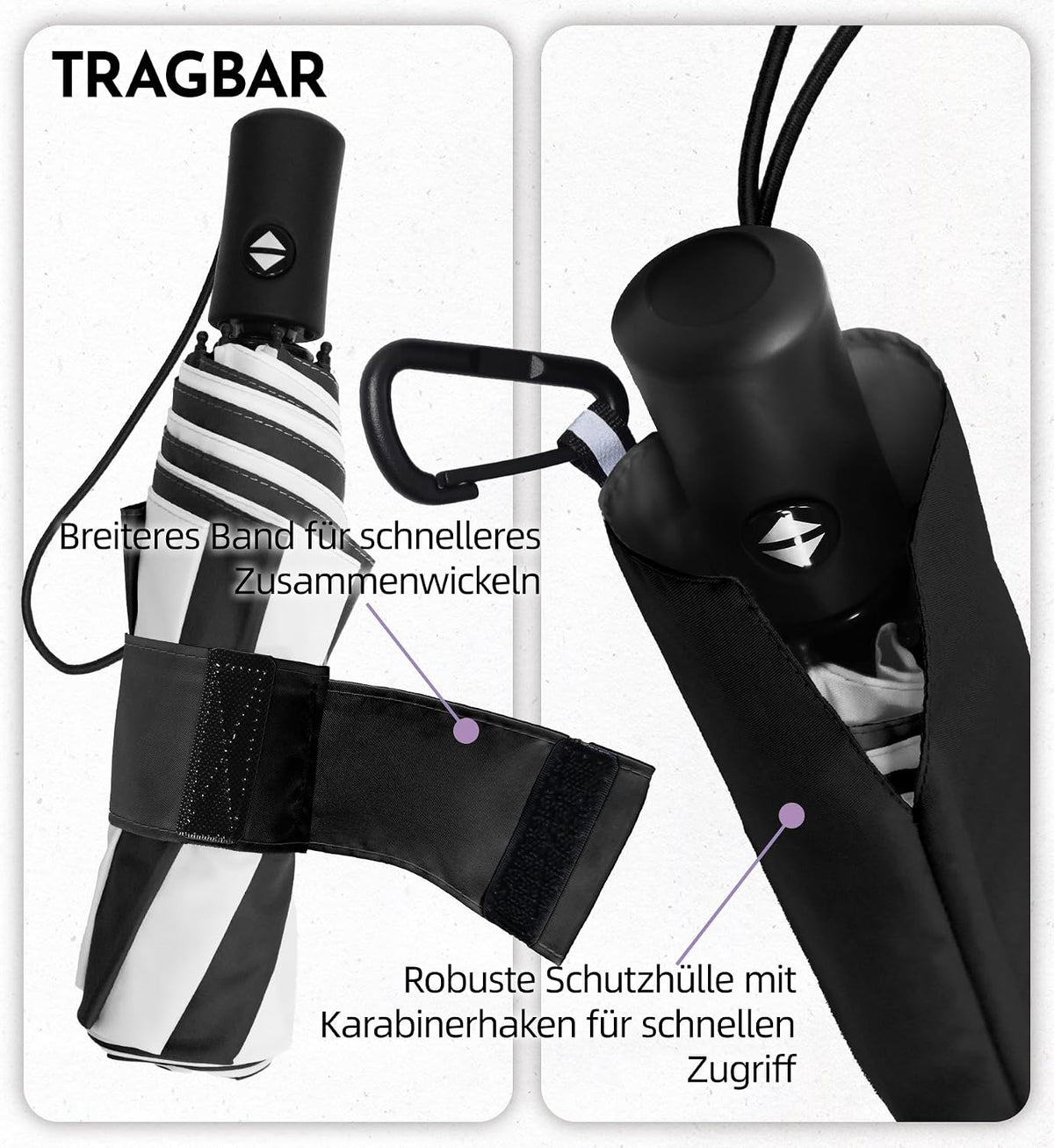 LILAC Regenschirm Klein Stabil Windfest