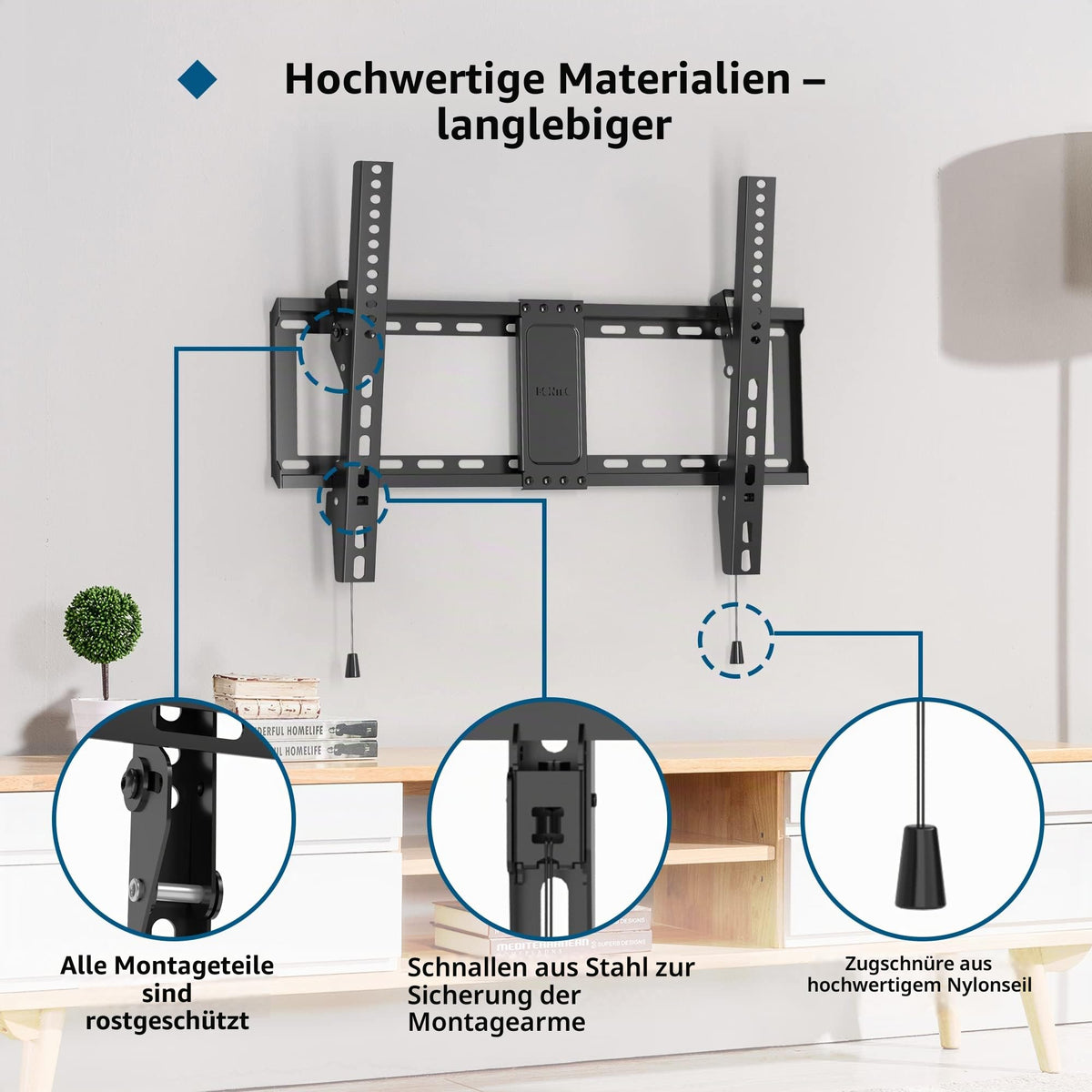 BONTEC TV Wandhalterung 23-70 Zoll Fernseher, vollbeweglich, bis zu 45 kg