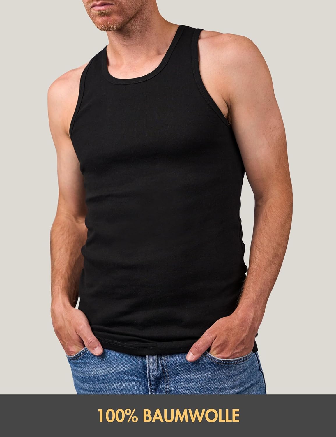 Basic Treasure 5er Pack Unterhemd Herren 100% Baumwolle, Tank Top