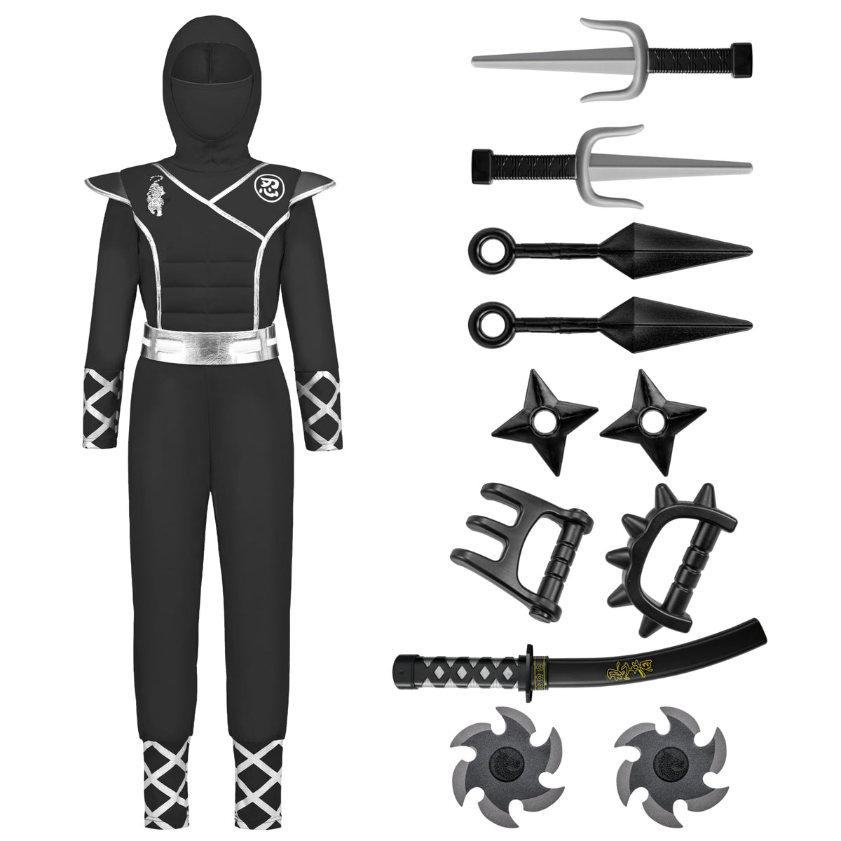 Spooktacular Creations Halloween Ninja Costume, Ninja Outfit Set for Kids, Halloween Costumes for Boys Dress Up Party