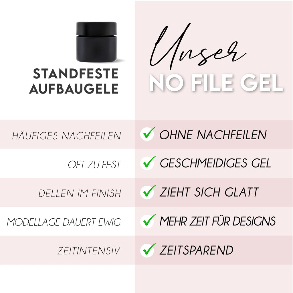No File Aufbaugel Gelnägel ALMOND NUDE 15ml UV Gel selbstglättend o. Feilen