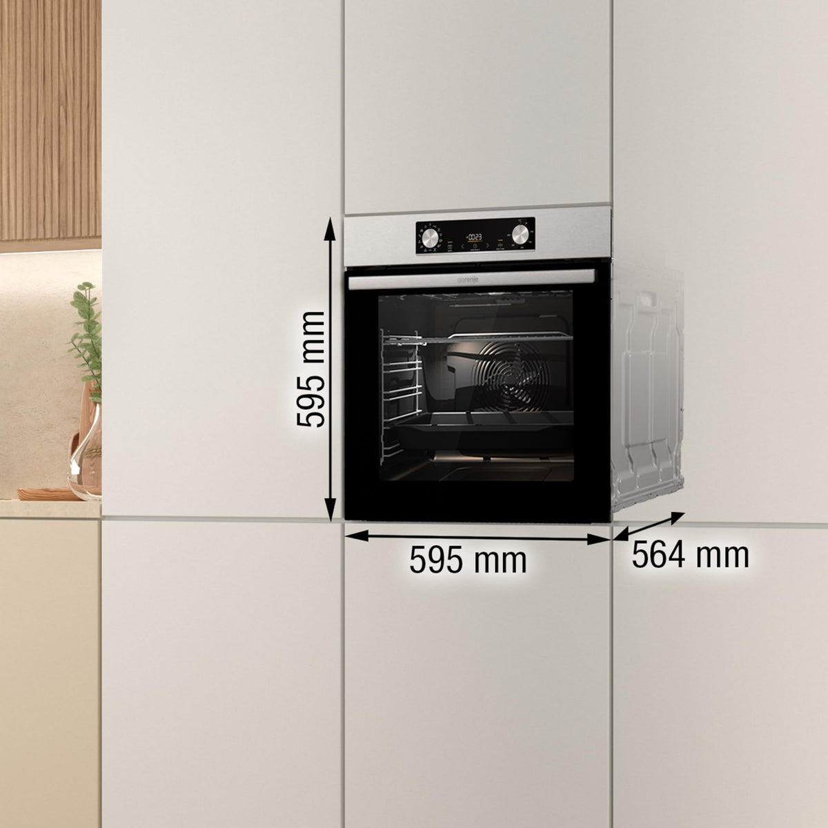 Gorenje BOA6737AO1X Einbaubackofen / 73 Liter/BigSpace/Heißluft / 250° maximale Ofentemperatur/EcoClean-Email / 2fach verglast / 9 Funktionen/EEK: A/Minimale Einbaumaße (HxBxT): 60x 56x 58 cm