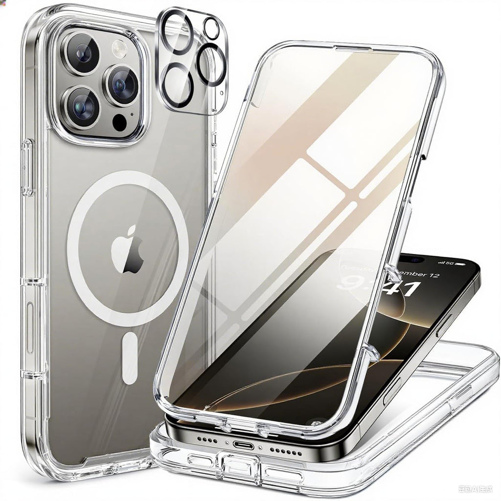 Miracase für iPhone 17 Hülle 6,3 Zoll,360 Grad Komplettschutz,Schwarz