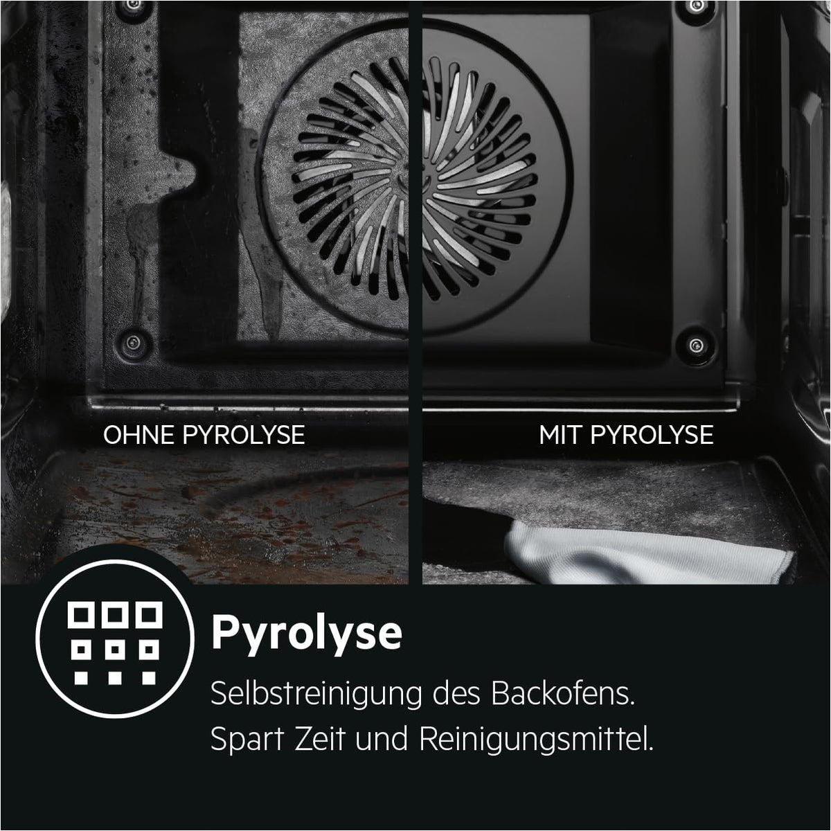 AEG Einbaubackofen, Serie 5 Ringheißluft: Gleichmäßige Garergebnisse auf 3 Ebenen, Pyrolyse Selbstreinigung, 45 Automatikprogramme, LED-Touchdisplay, Schnellaufheizung, Edelstahl, OU5PB40WSM