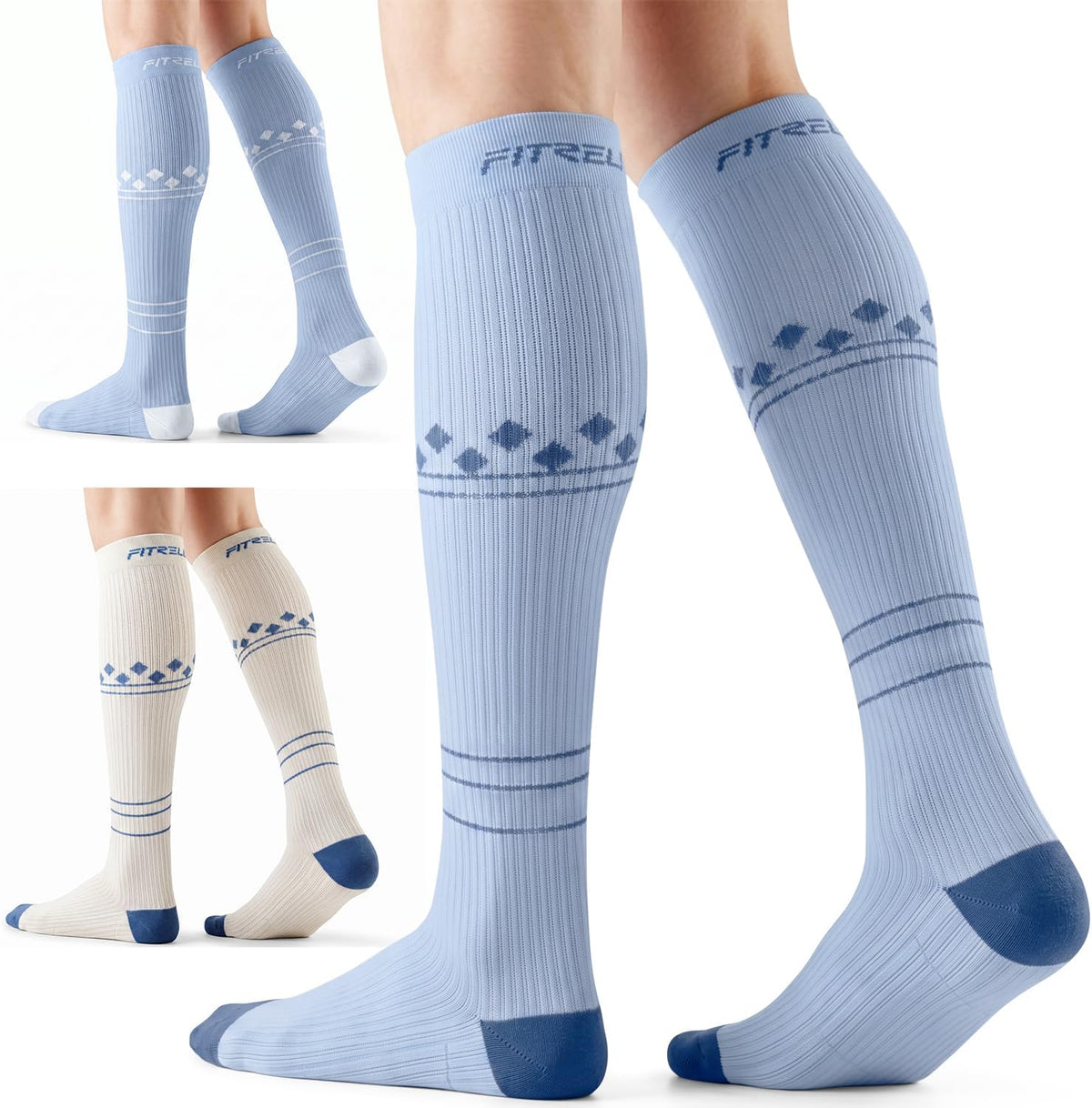 FITRELL 3 Pairs Compression Socks for Women and Men 20-30mmHg-Circulation Support Socks
