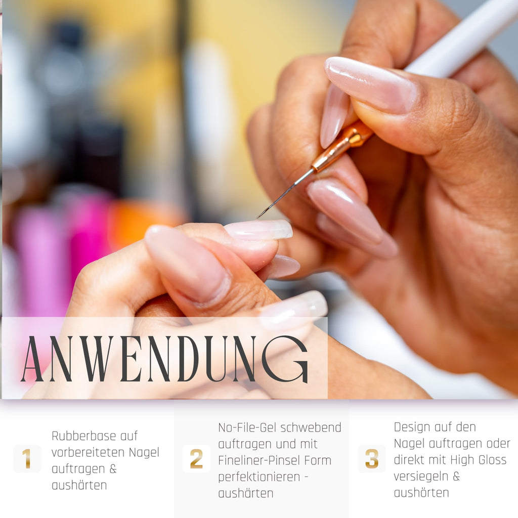 No File Aufbaugel Gelnägel ALMOND NUDE 15ml UV Gel selbstglättend o. Feilen