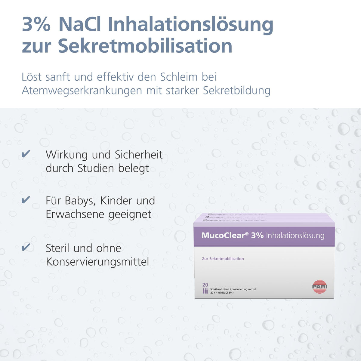 PARI NaCl 0,9% Inhalationslösung - isoton (0,9% Kochsalz),60 x 2,5 ml