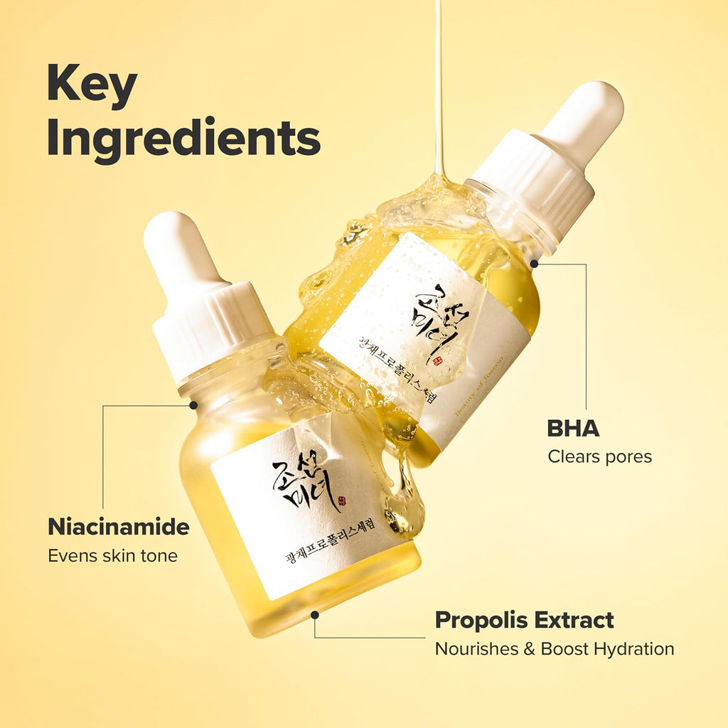 Beauty of Joseon Glow Serum Propolis + Niacinamide | Korean Skincare Koreanische Kosmetik Hydratisierend & Feuchtigkeitsspendend, Serum Gesicht gegen ungleichmäßigen Hautton, 30ml