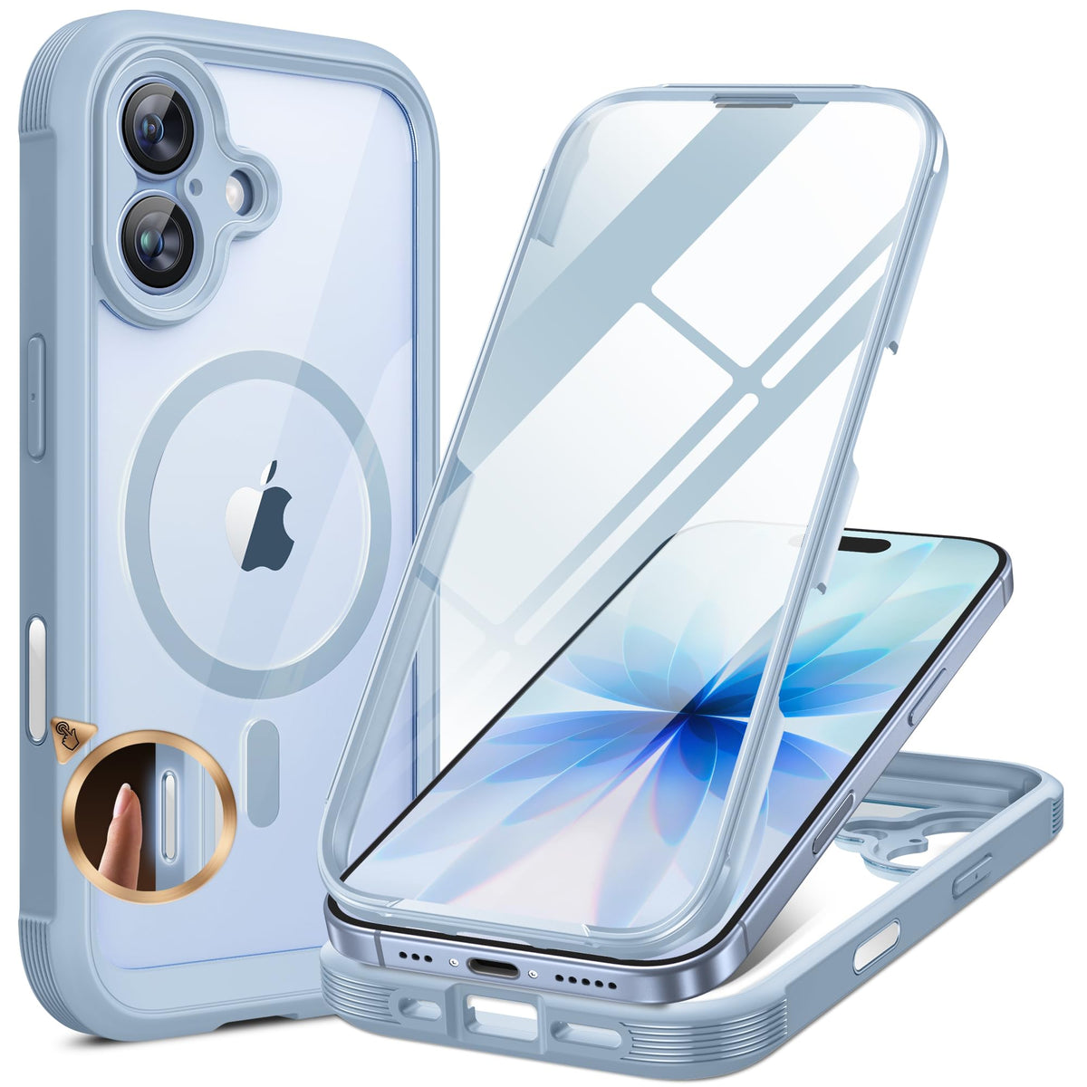 Miracase für iPhone 17 Hülle 6,3 Zoll,360 Grad Komplettschutz,Schwarz