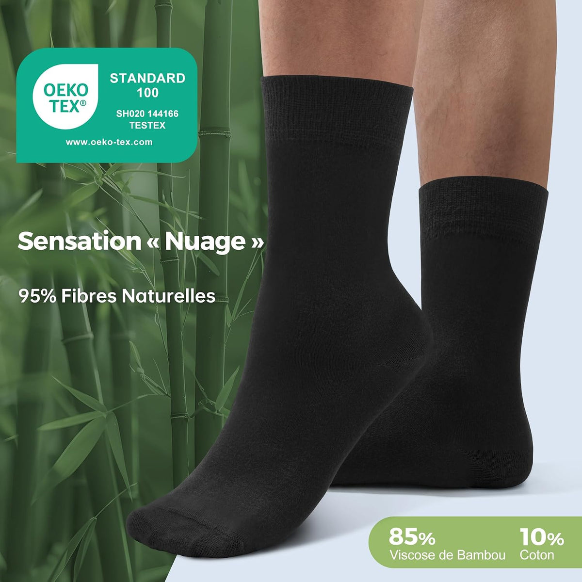 FALARY Chaussettes Bambou Homme Femme, Lot de 6/12 Chaussettes