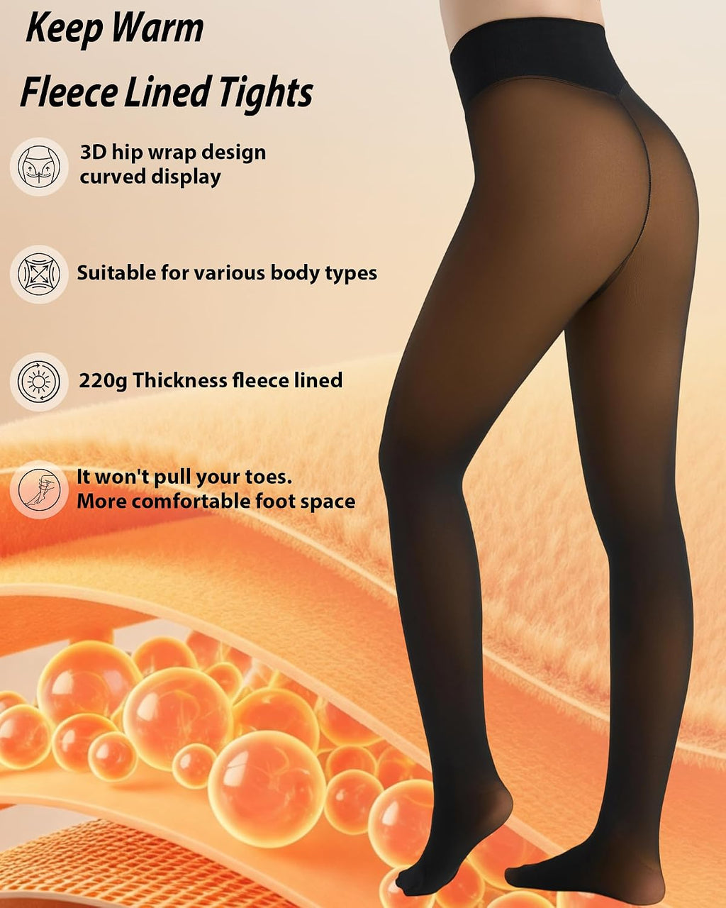HOWIN Collant Polaire Femme Collant Thermique Effet Transparent Hiver