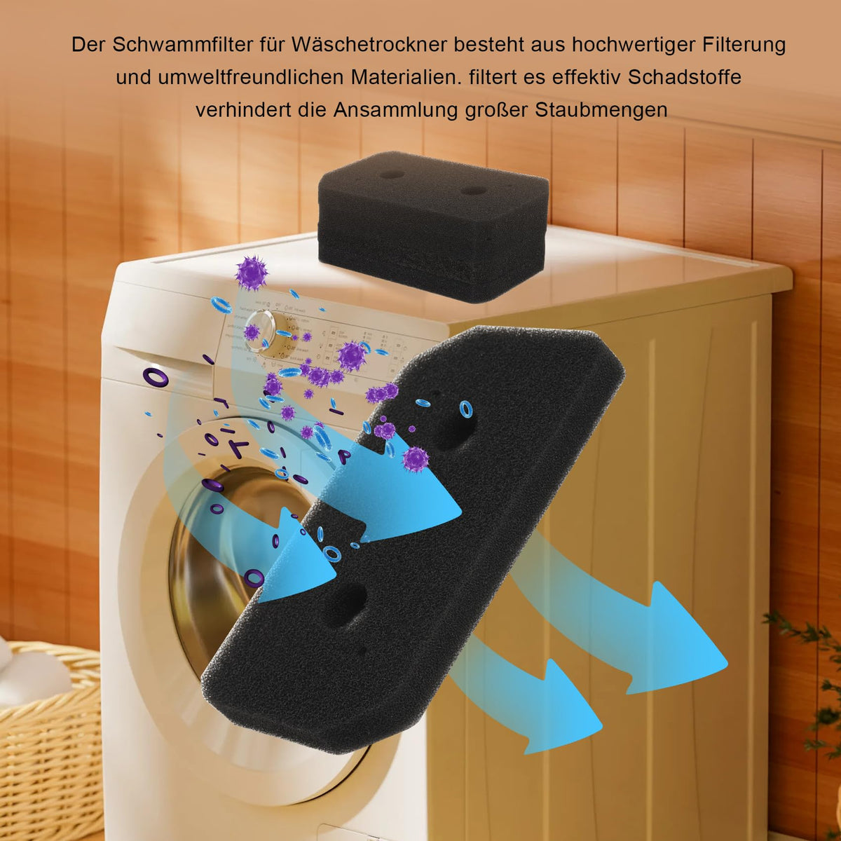 4 Stück 12022801 Schwammfilter Trockner Filter Wäschetrockner Sockelfilter