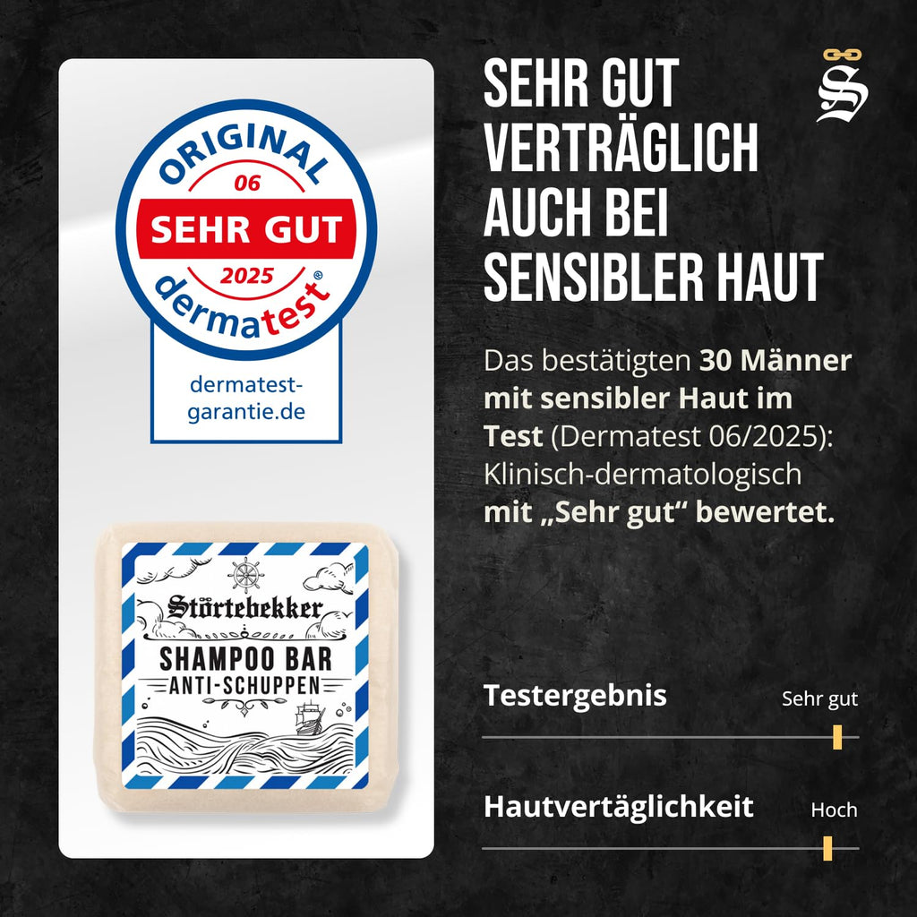 NEU: Störtebekker® Premium Festes Anti Schuppen Shampoo - Festes Shampoo Herren & Damen - 3in1 Duschseife Männer für Haare & Kopfhaut - vegan, handgefertigt (100g)