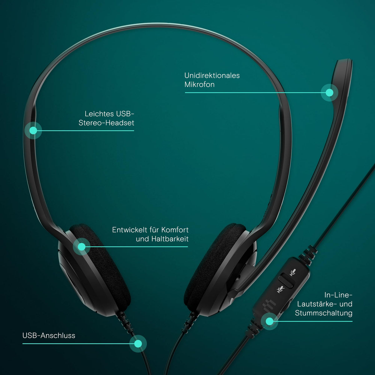 EPOS C1 Vielseitiges Business- Headset mit Mikrofon, Universellem 3,5-mm-Klinkenstecker, Breite Gerätekompatibilität - kopfhörer mit Kabel, mikrofon PC, Rauschunterdrückendes Mikrofon, on Ear