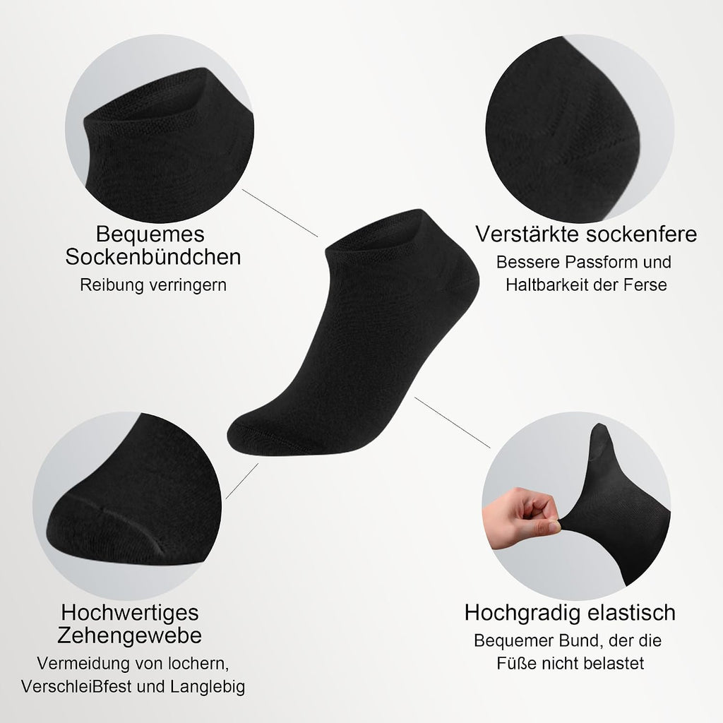 Chaussettes Basses Homme Femme lot de 12 Paires Socquette Sport Coton Socquettes Respirant Courtes Chaussette Femme Coton Courtes Bassese