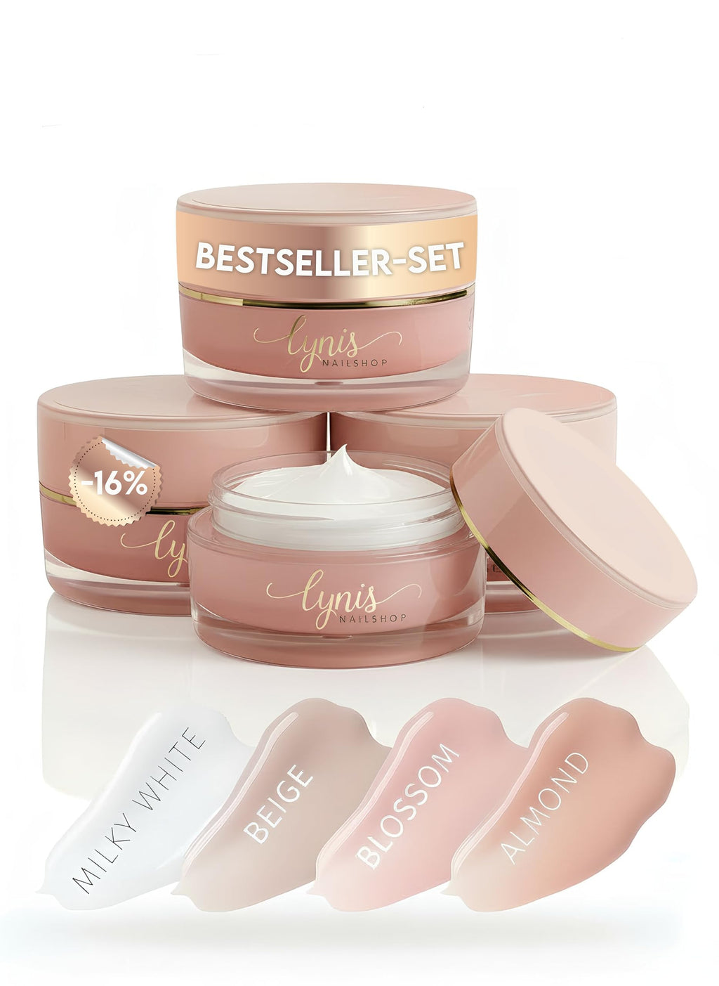 No File Aufbaugel Gelnägel ALMOND NUDE 15ml UV Gel selbstglättend o. Feilen