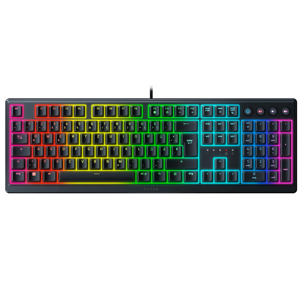 Razer Ornata V3 X - Flache Membran-Tastatur mit Chroma RGB (Lautlose Membran-Switches, Ergonomische Handballenauflage, Tastenkappen Anti-UV-Beschichtung) QWERTZ DE-Layout | Schwarz