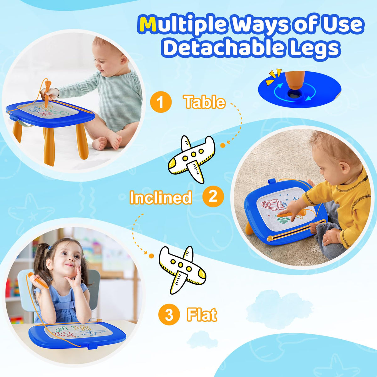 Kikidex Magnetic Drawing Board, Toddler Girl Toys for 1-3 Year Old, Doodle Board Pad Learning and Educational Toys for 1 2 3 Year Old Kids Birthday Gift (Soft Pink)