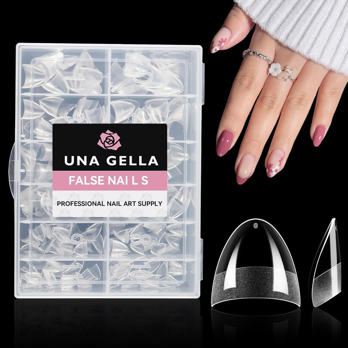 UNA GELLA Kurze Mandel Nail Tips 504 Stück