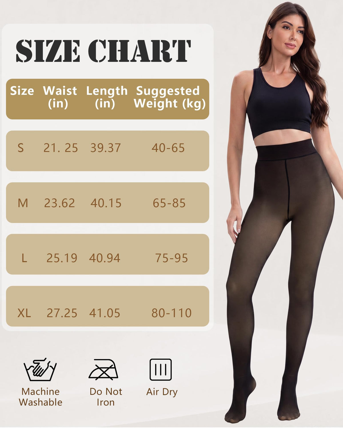 HONGTEYA 2 Pairs Fleece Lined Tights Women - Warm Sheer Pantyhose Fake Translucent Tights Winter Thermal Leggings