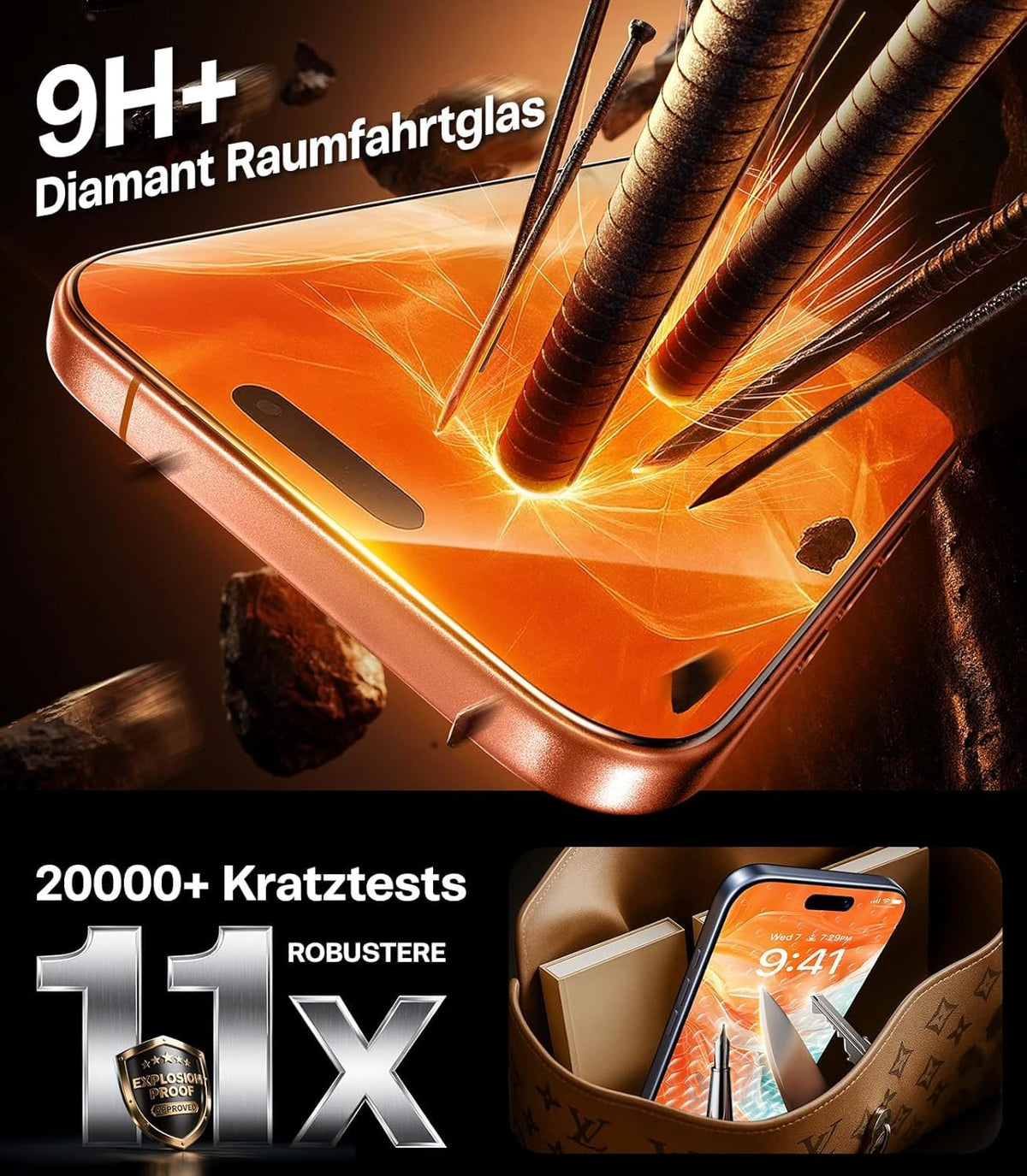 TORRAS für iPhone 18 Pro für Panzerglas TOP 9H+, Auto-Montage, 2 Stück