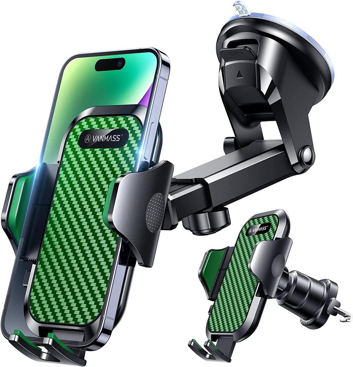 VANMASS 2026【Militär-Klasse】Handyhalterung Auto Upgrade【Stärkste Saugnapf & Lüftungshaken】4 in 1 Handy Halterung Auto 360° Drehbar Handyhalter Auto Armaturenbrett Scheibe Wand für iPhone Samsung usw