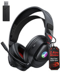 Gaming Headset Wireless für PS5 PS4 PC MAC Handy, 2.4Ghz(USB & Typ-C)+ BT