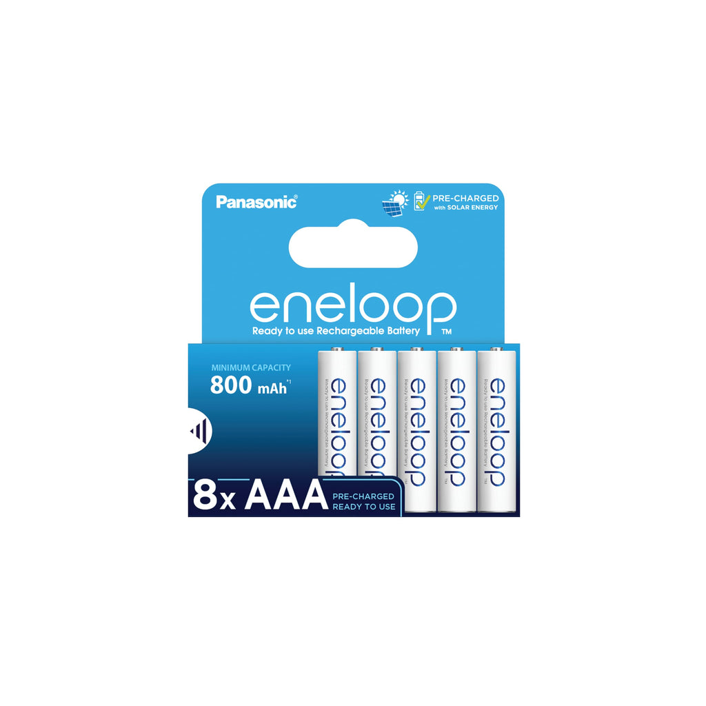 eneloop, AA/Mignon Ni-MH Akku, 8er-Pack, Kapazität mit min. 2000 mAh, Ready-to-Use Ni-MH Akkus, bis zu 2000 Mal wiederaufladbar, plastikfreier Verpackung, standard, weiß