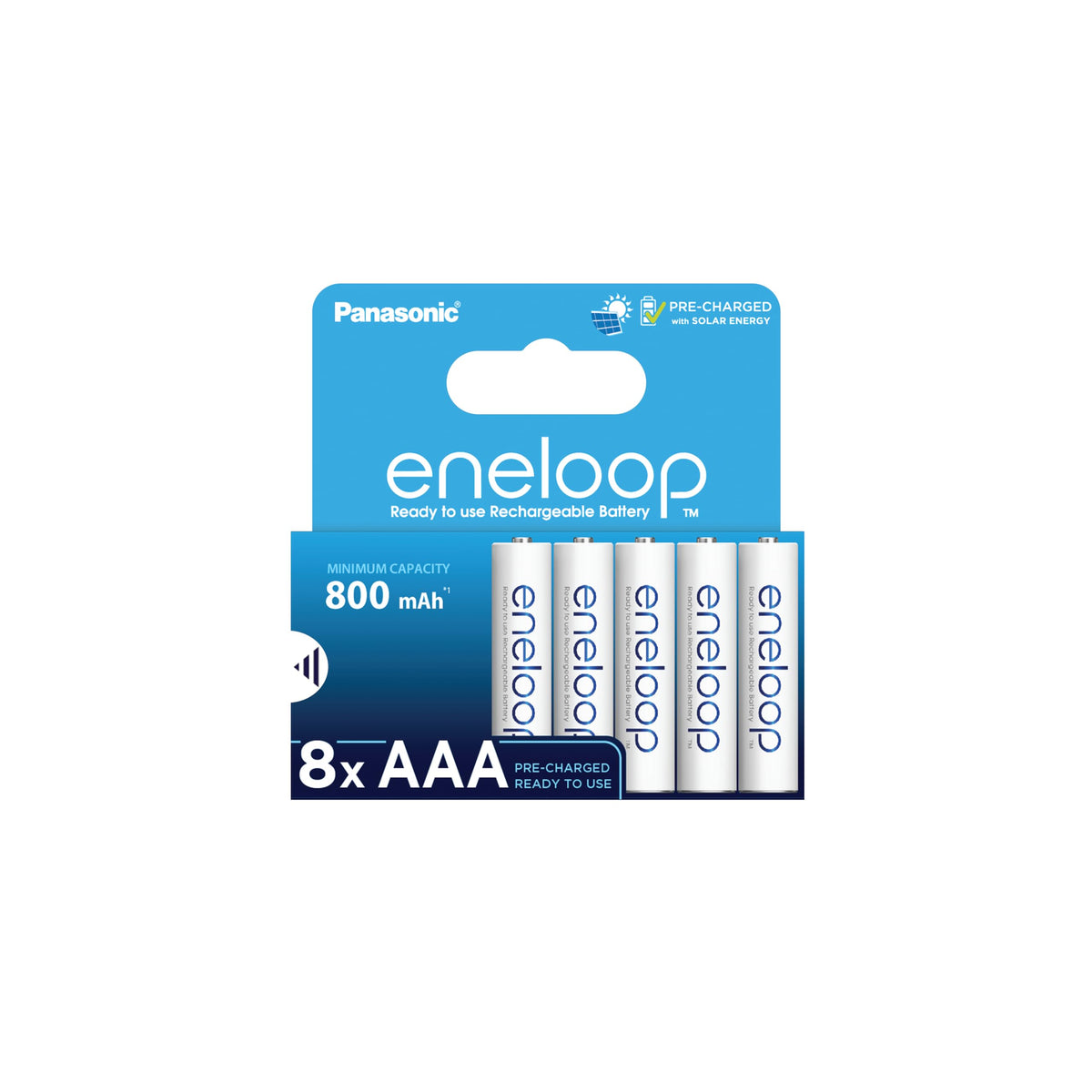 eneloop, AA/Mignon Ni-MH Akku, 8er-Pack, Kapazität mit min. 2000 mAh, Ready-to-Use Ni-MH Akkus, bis zu 2000 Mal wiederaufladbar, plastikfreier Verpackung, standard, weiß