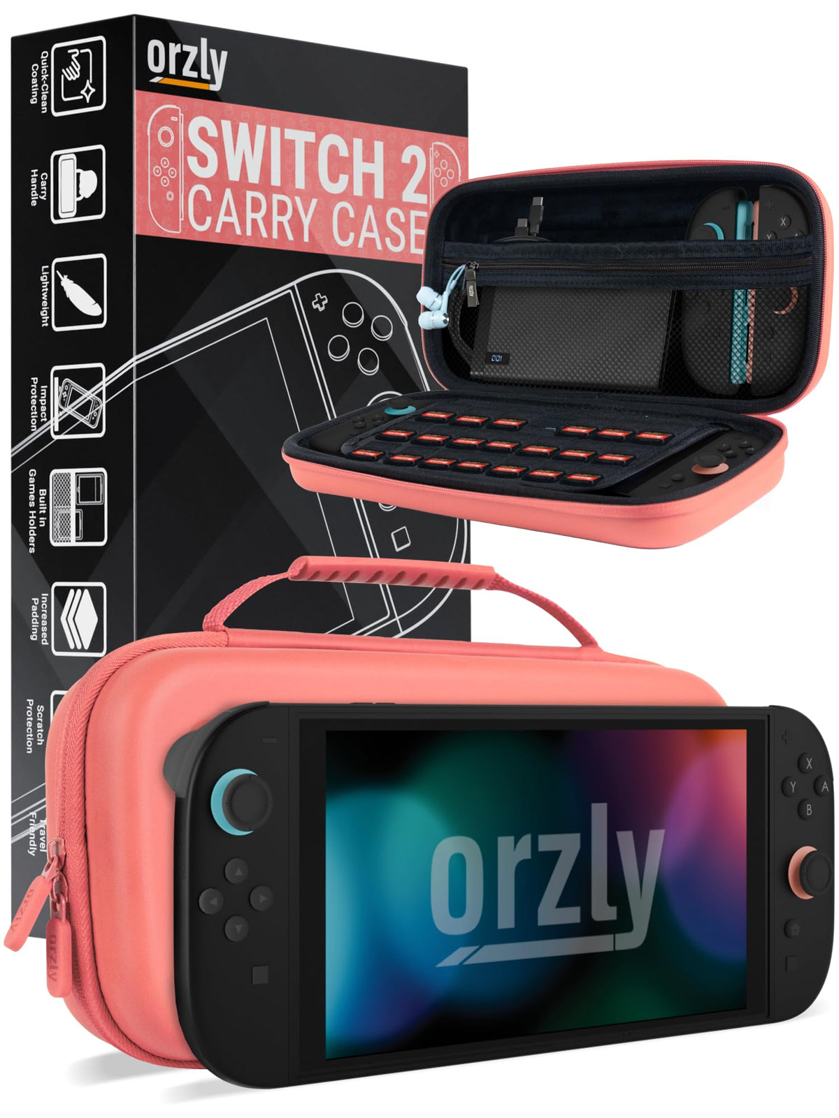 Orzly Tragetasche kompatibel mit Nintendo Switch Lite (2019) – Aufbewahrungstasche - Hartschalen Case/Hülle/Schutzhülle für die Verwendung mit der Nintendo Switch Lite Konsole & Accesoires - ROSA