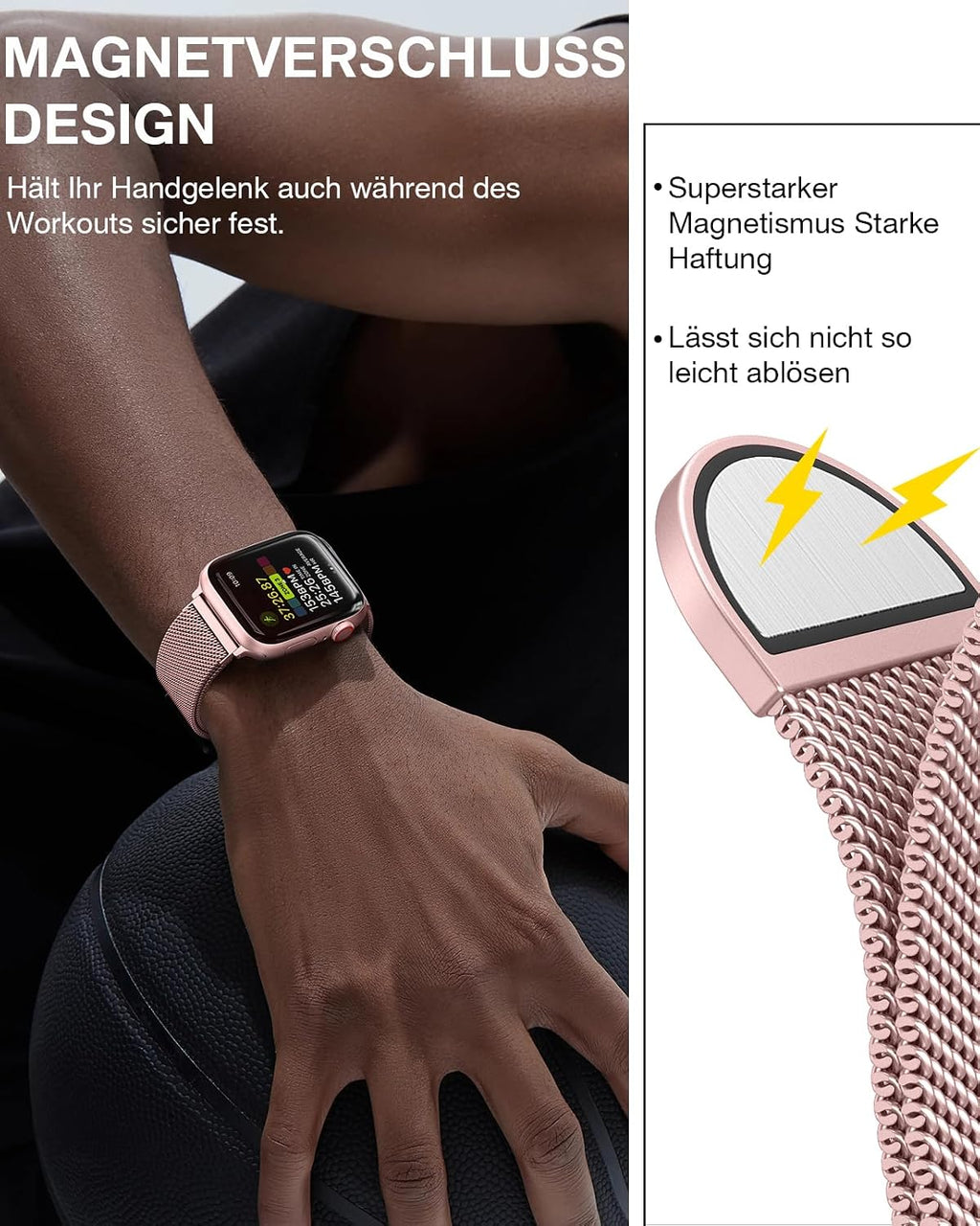 OULUOQI Edelstahl Milanaise Armband für Apple Watch 44mm 46mm 45mm 49mm