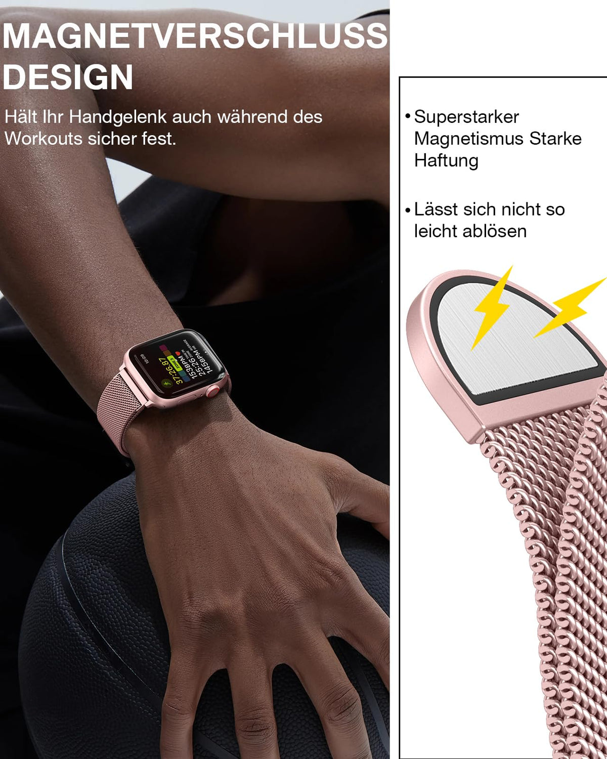 OULUOQI Edelstahl Milanaise Armband für Apple Watch 44mm 46mm 45mm 49mm
