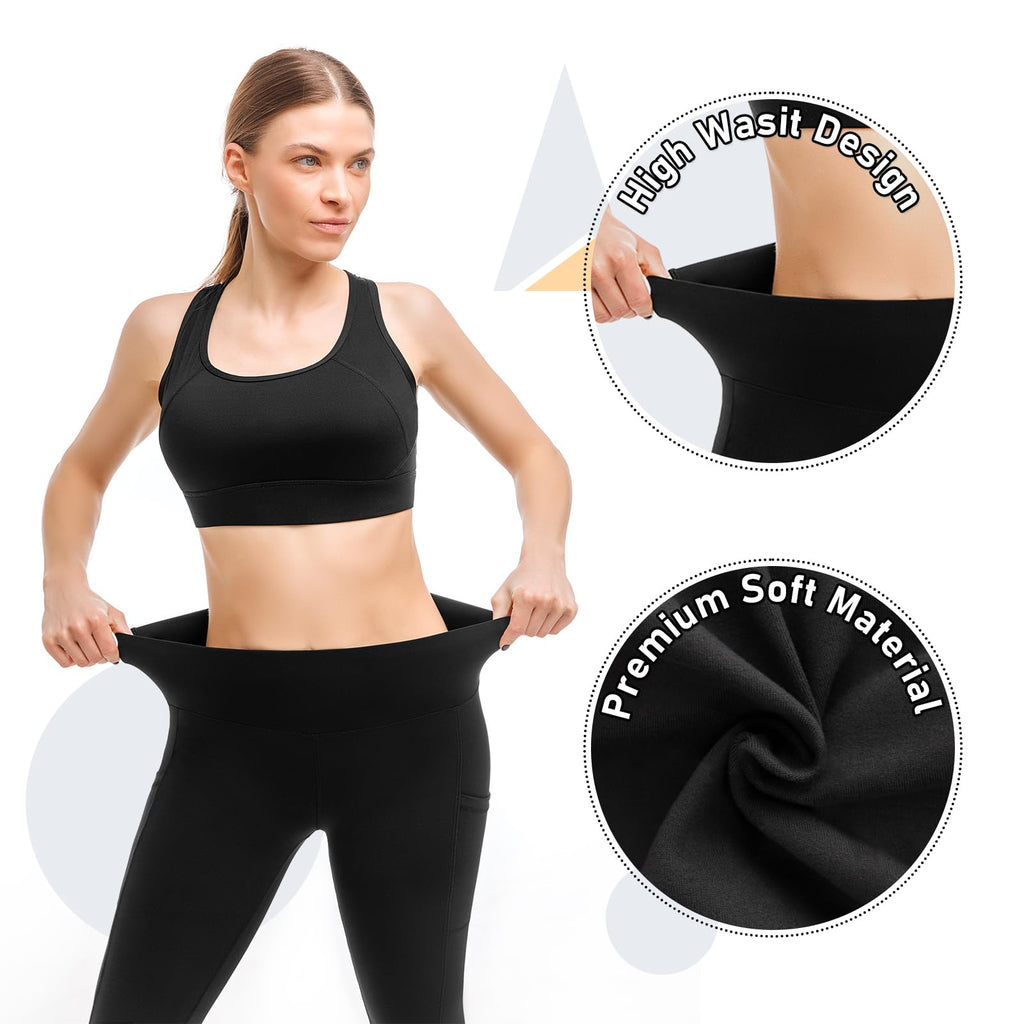 Leafigure 2er Pack High Waist Leggings Damen mit Taschen