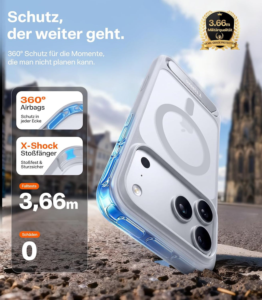 TORRAS Ostand L1 Hülle für iPhone 16 Pro für MagSafe Case, Schwarz