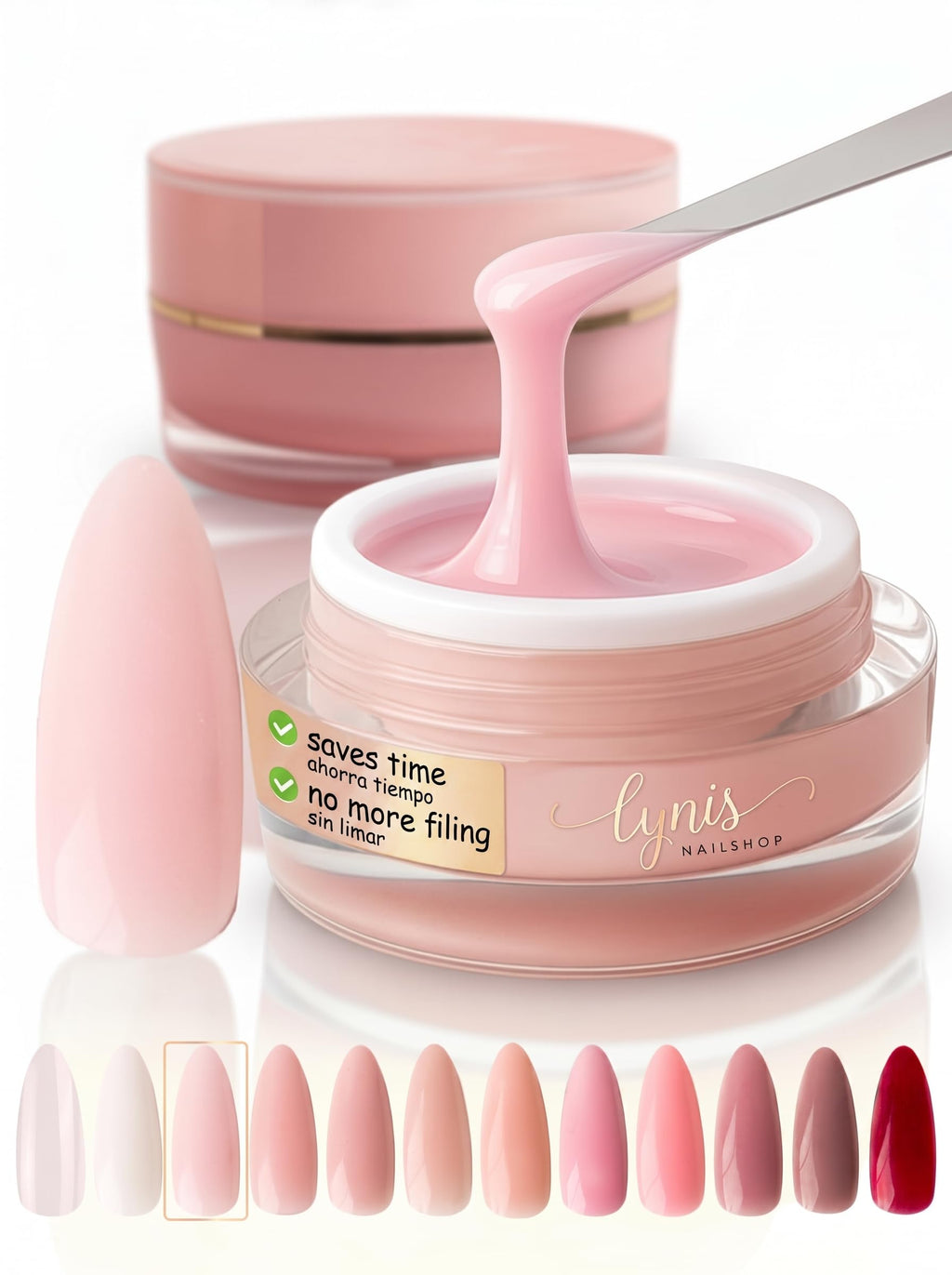 No File Aufbaugel Gelnägel ALMOND NUDE 15ml UV Gel selbstglättend o. Feilen
