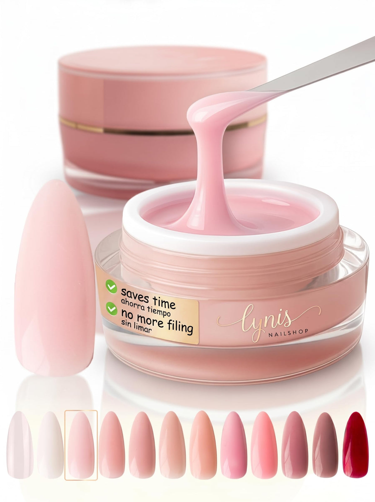 No File Aufbaugel Gelnägel ALMOND NUDE 15ml UV Gel selbstglättend o. Feilen