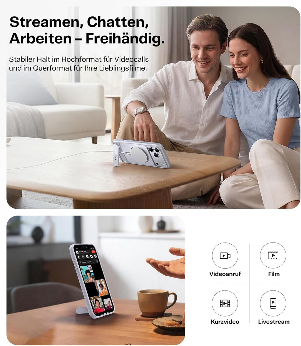 TORRAS Ostand L1 Hülle für iPhone 16 Pro für MagSafe Case, Schwarz