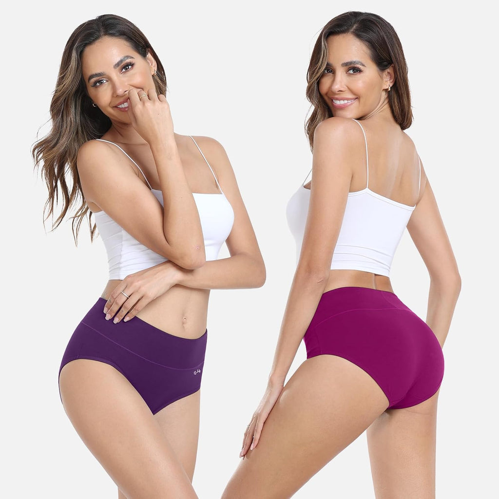 anqier Damen-Unterhosen, 5er-Pack, Stretch-Baumwolle, hoch geschnittene Slips für Damen